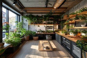 un potager hydroponique dans une décoration d'intérieur