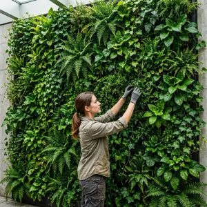un mur végétal avec une densité de plante importante